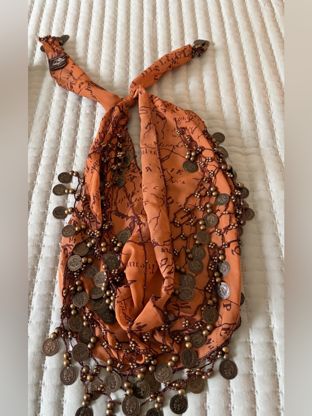 Patricia Nash Orange Coin & Bead Layered Scarf Necklace - Women Accessories